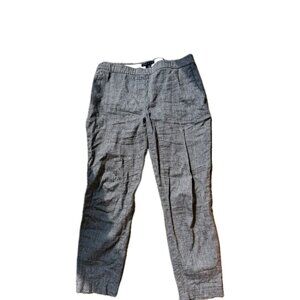 Theory Womens Linen Elastic Waist Mid-Rise Skinny Pants Solid Gray Size 8
